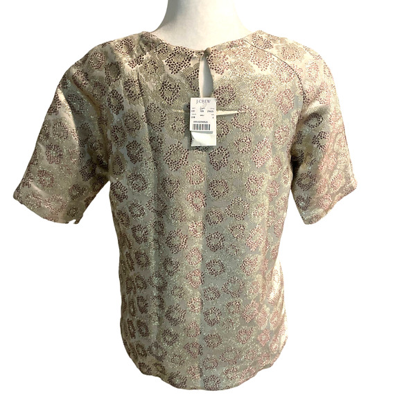 J. Crew Silk Blend Gold Metallic Shimmering Top NWT Size 4 - Picture 5 of 11